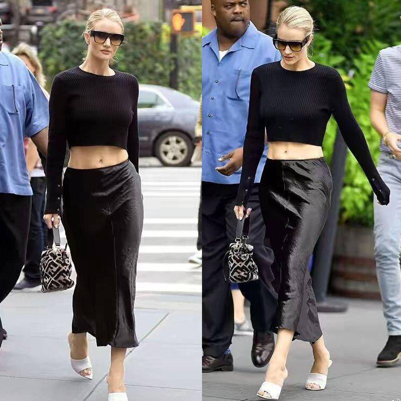 

Облегающее платье-футляр с юбкой «рыбий хвост», средней длины, длинное, из атласа, летнее Satin fishtail short skirt (made by master Wang) L