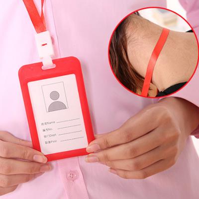 Yellow Work Card Holder Portable Colorful Employee Plastic ID Card Holder Name Tag Lanyard Neck Strap