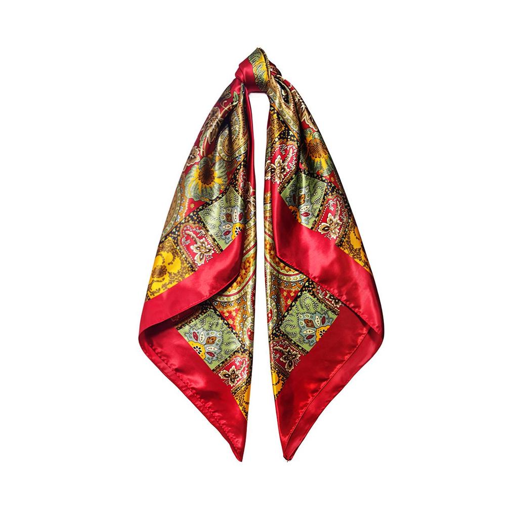 90cm Trendy Paisley Silk-Style Headscarf for Women - European American Design
