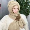 Winter Knit Hat Scarf Set Large Head Circumference Elastic Warm