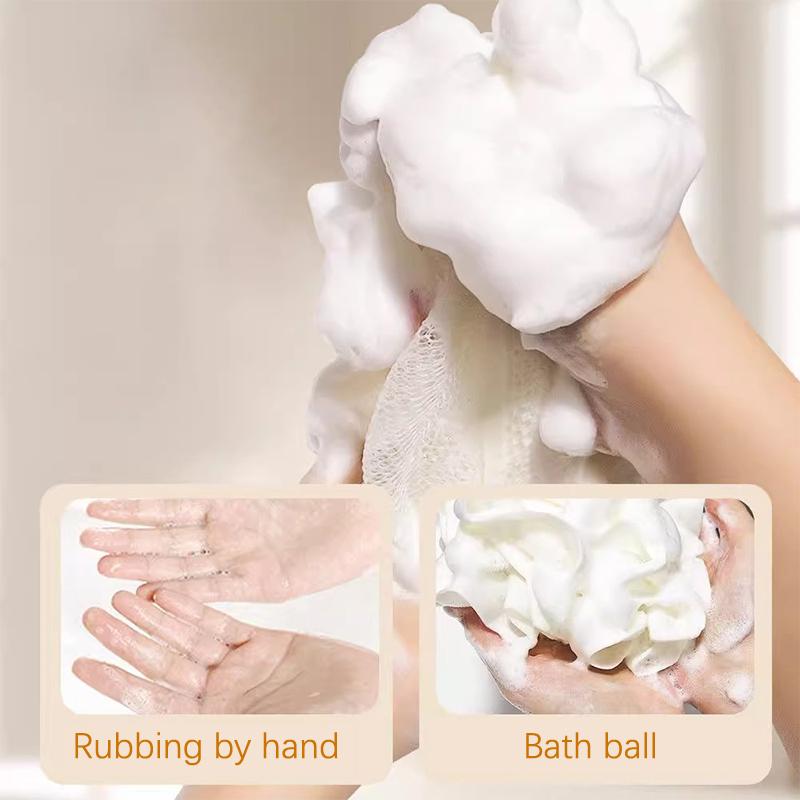 Soap Bath Balls Foam Rich Dense Elastic Drawstring Soft Comfortable Gentle Bath Balls Durable Hexagonal Elastic Mesh Bath Balls