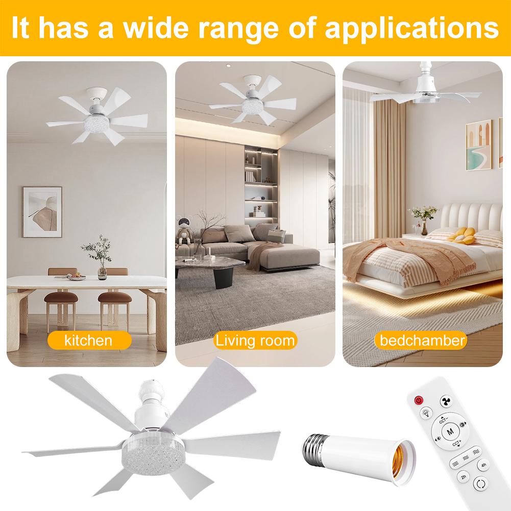 Ceiling Fan with Light LED Light Fan Adjustable Wind Speed Timing Wireless Fan Crystal Ceiling Fan Light for Living Room Bedroom