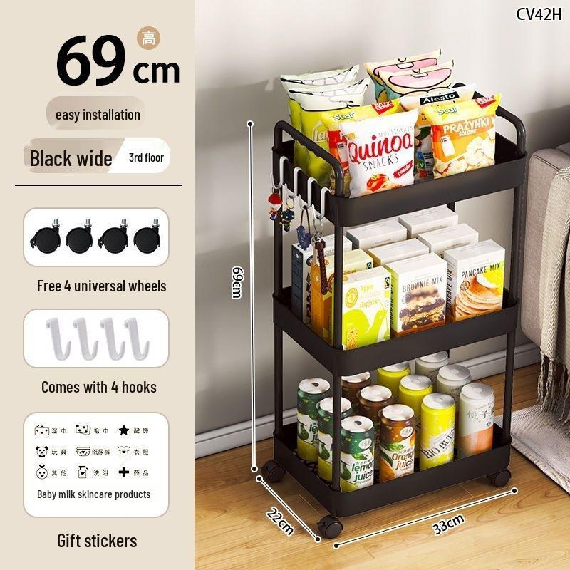 Mehrschichtiges Lagerregal mit Rollen für Küche, Wohnheim und Badezimmer