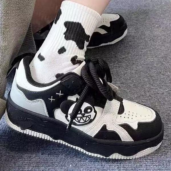 Black and White Panda Design Shoes Summer New Casual Retro New Platform Trendy Shoes