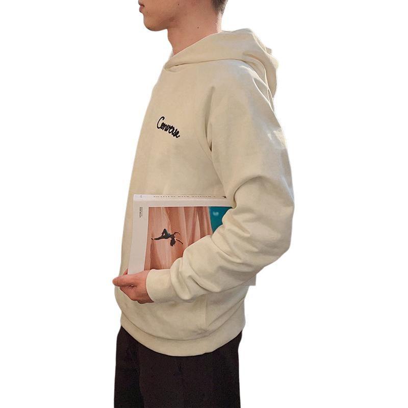 Converse RAGLAN ELEVATED Sweatshirts Men's White Hooded Moderate Regular 10024580-A04