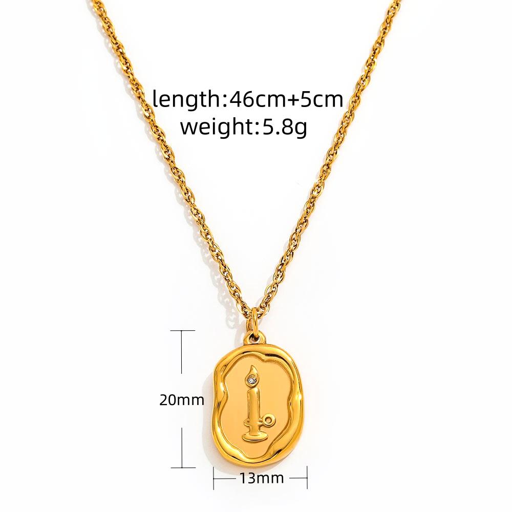 Joolim Jewelry Tarnish Free PVD Gold Plated Irregular Candle Light Lava Dainty Zircon Pendant Trendy Necklace золотой