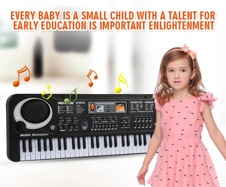 61-Key Children's Electronic Keyboard with Microphone - Educational Musical Toy Piano with Power Supply