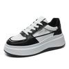 Women's Platform White Sneakers Casual Lace-up Leather Chunky Shoes All-match Height Increasing Footwear