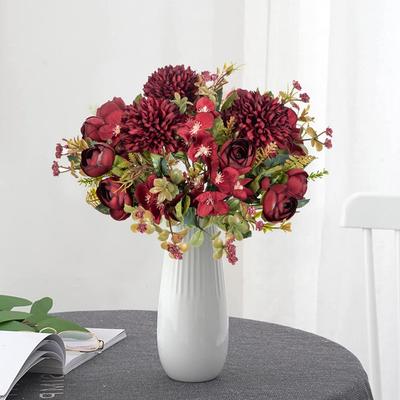 Artificial Flowers Tea Rose Buds Bouquet Diy Vase Room Home Decor Festival Party Garland Wedding Silk Hydrangea Fake Flower Gfit