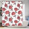 Classic Floral Shower Curtain Coral Pink Rose Pattern White Polyester Fabric Decorative Waterproof Bath Liner