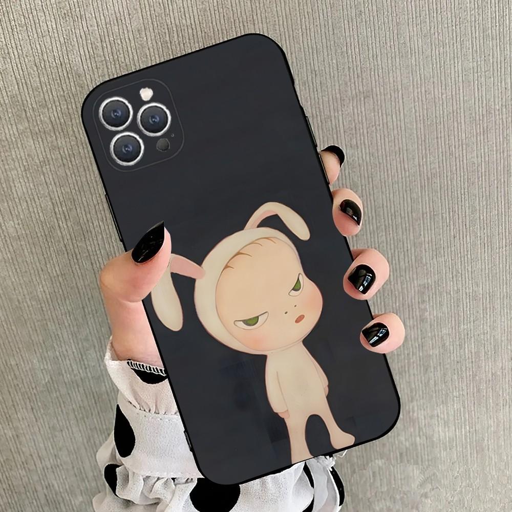 

Y-Yoshitomo Nara Phone Case For iPhone 15,14,13,12,11,Plus,Pro Max,XS,X,XR,SE,Mini,8,7 Soft Silicone Black Cover iPhone11