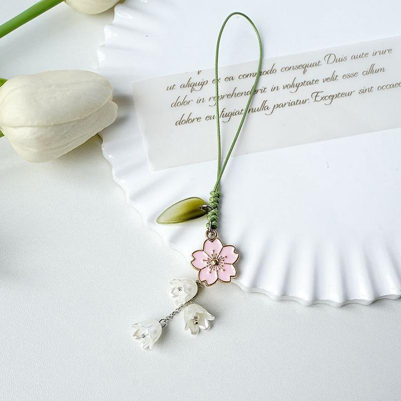Flower Mobile Phone Straps Charm Cute For Phone Short Lanyard Hand Rope Kawaii Keychain Phone Strap  Pendant