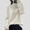 Women's Turtleneck Sweater Autumn Winter Beaded Loose Sweater Solid Color Pullover Knit top