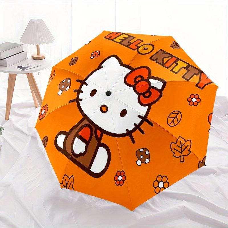 Hello Kitty,Autumn Automatic Folding Umbrella-Simple 8-Rib Design, Bright Cartoon Pattern, Durable Iron Frame, Suitable For Travel, Outdoor,
