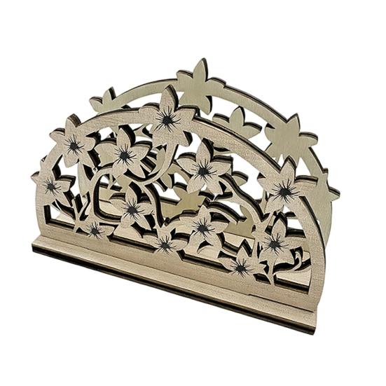 Wooden Paper Towel Holder Decorative Bird Turtle Floral Tissue Dispenser with Universal Card Slot, Napkin Dispenser for Kitchen Dining Table Counter