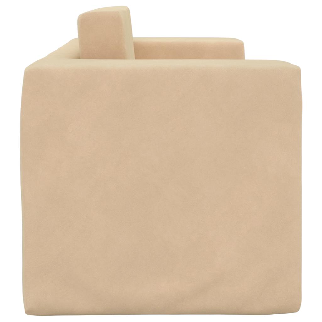 Kids Sleeper Sofa 2 Seater Cream Soft Plush