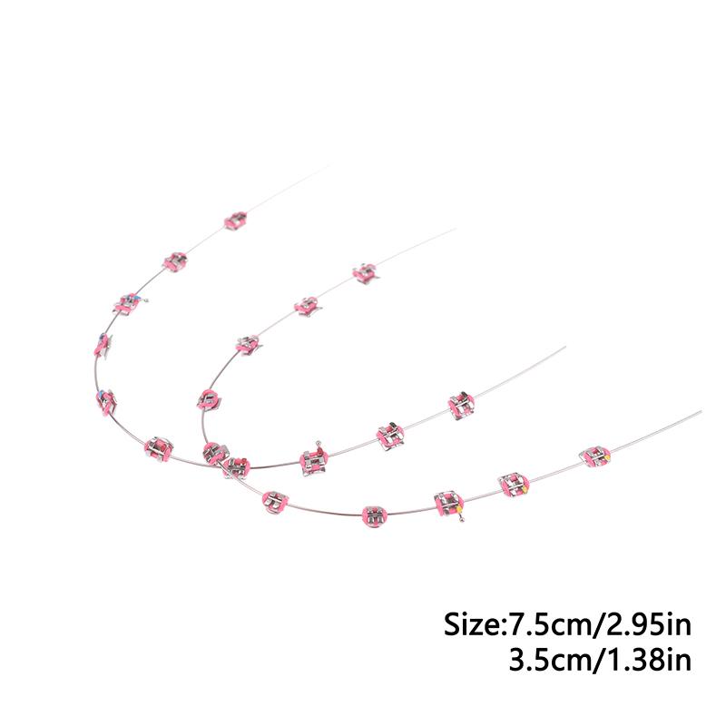 2Pcs Split Type Mini Colorful Brackets With Hook Dental Fake Braces Temporary Tooth Decoration Dental Tool