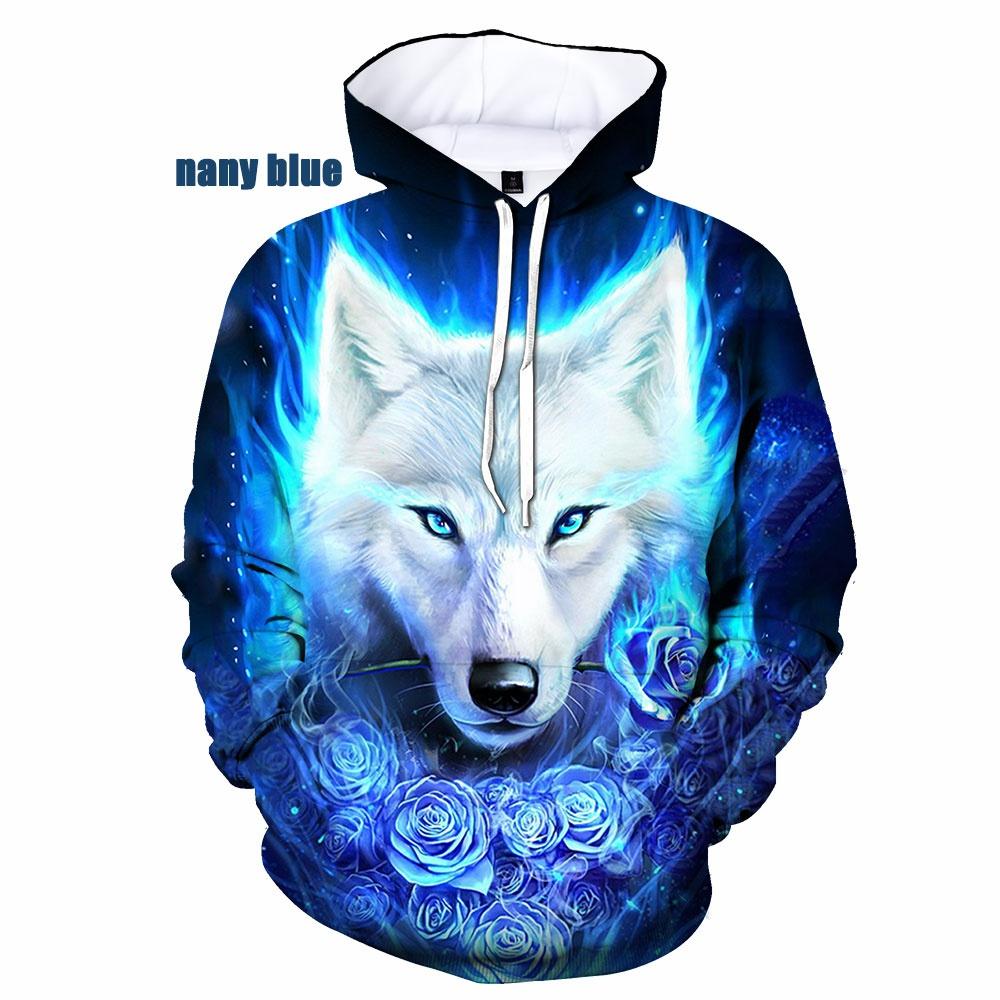 

Новые модные толстовки с капюшоном в виде волка, 3D-толстовка с принтом животных-волков, повседневные мужские и женские пуловеры с капюшоном S