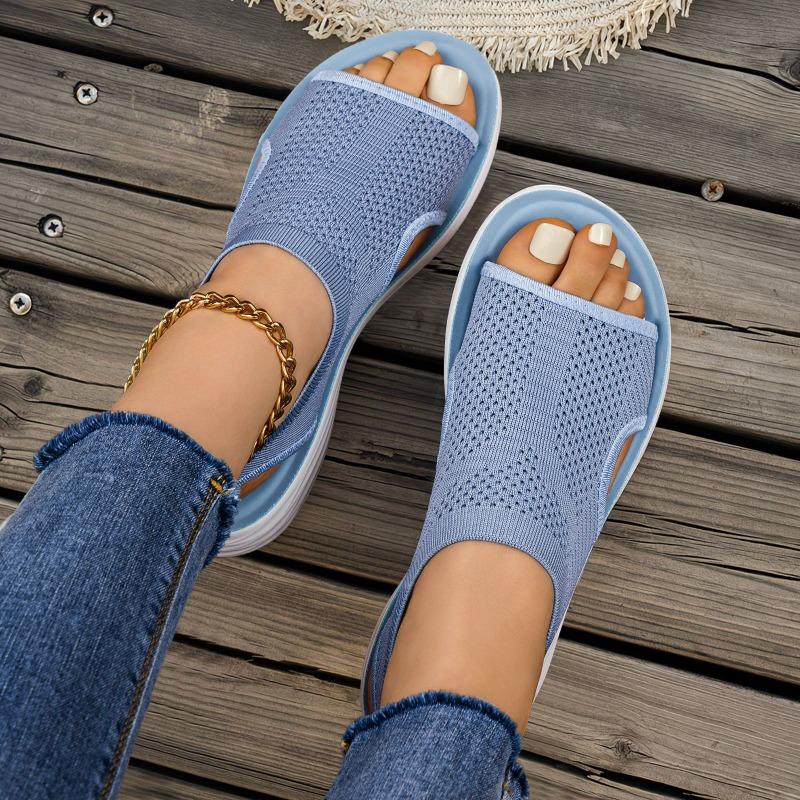 Summer Fashion Casual Beach Shoes Women's Overalls Fly-woven Sandals Flat-soled Open-toed Roman Shoes Women's Shoes