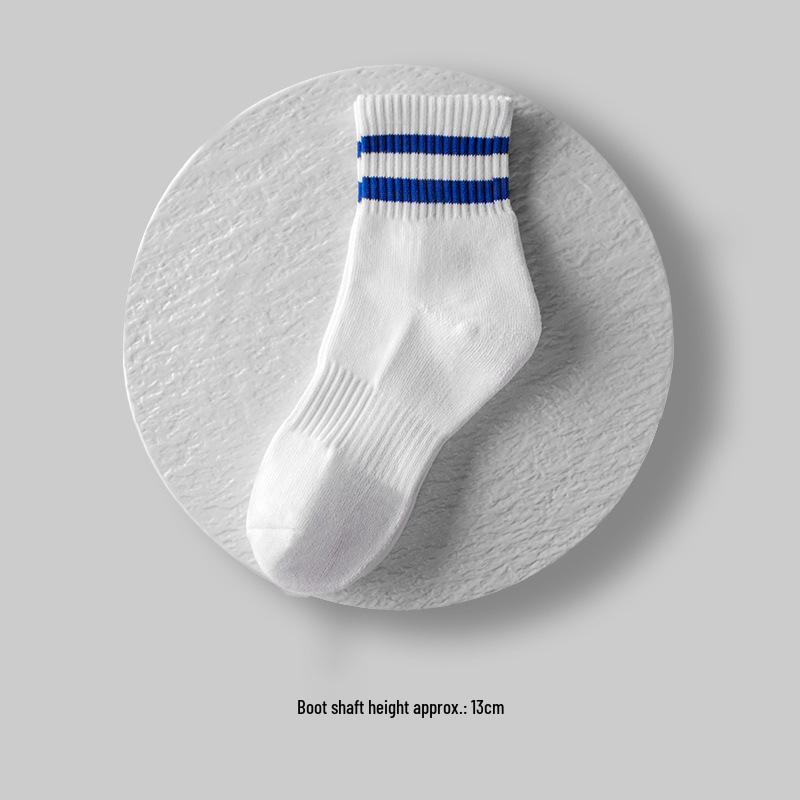 Men's Mid-Calf Striped Academy Style Cotton Socks for Autumn/Winter Sports