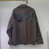 2024 Women's Brown Leather Jacket: Cool Style with Heavy Sequin Embroidery in Motorcycle Design