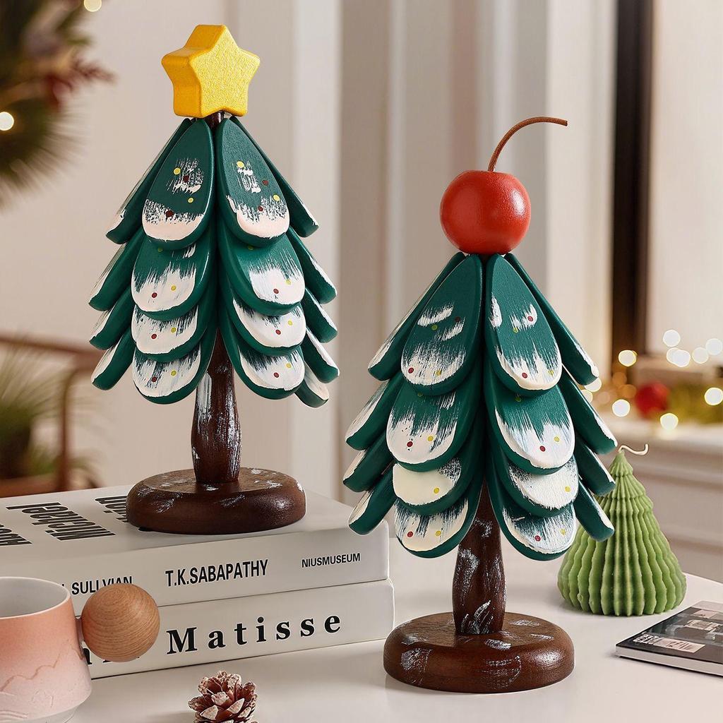 Conjunto de Base Isolada para Panela e Porta-Copos Dobrável de Madeira Maciça em Formato de Árvore de Natal