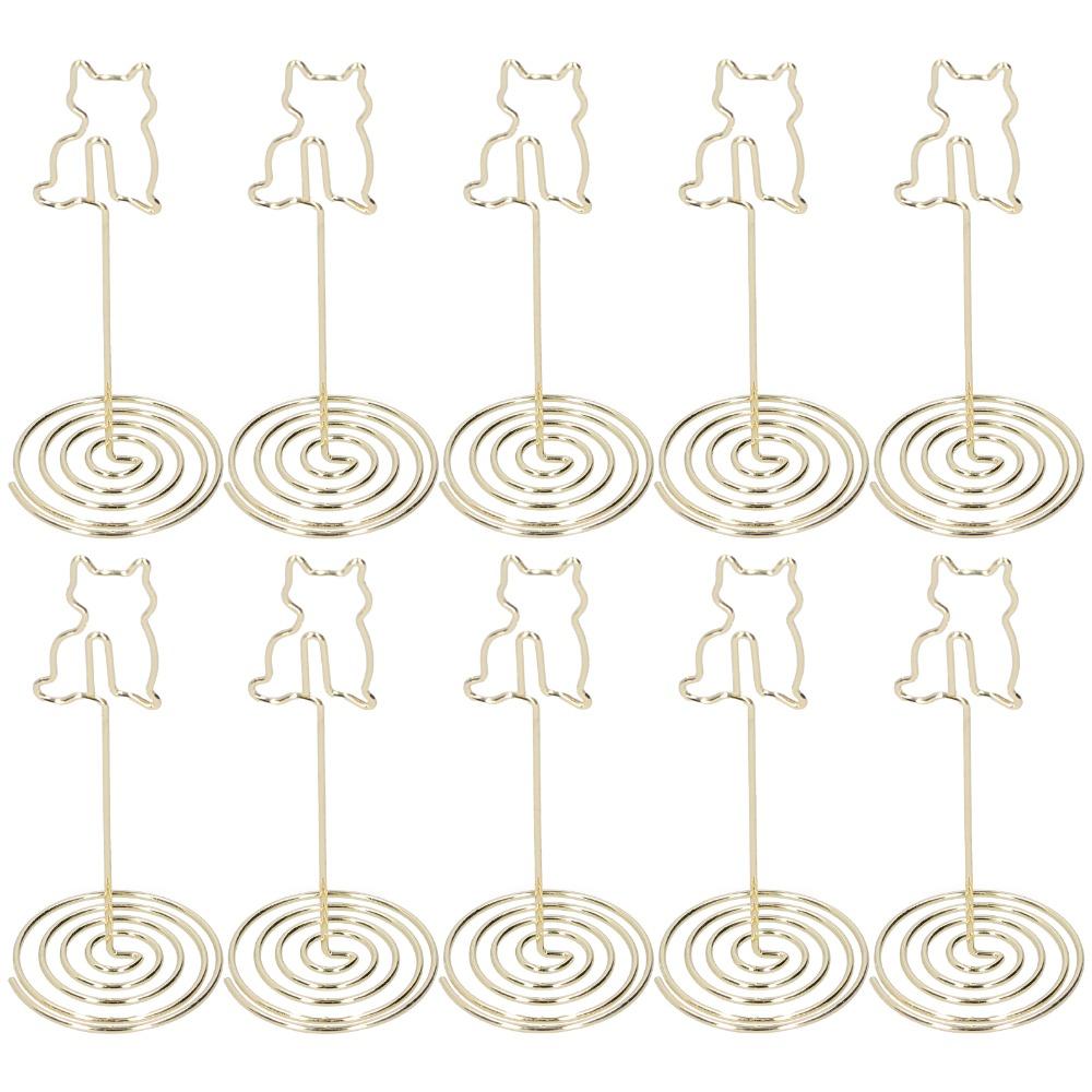 10Pcs Electroplating Metal Cat Photo Table Clip Gold Desktop Message Clip  Home Decorations