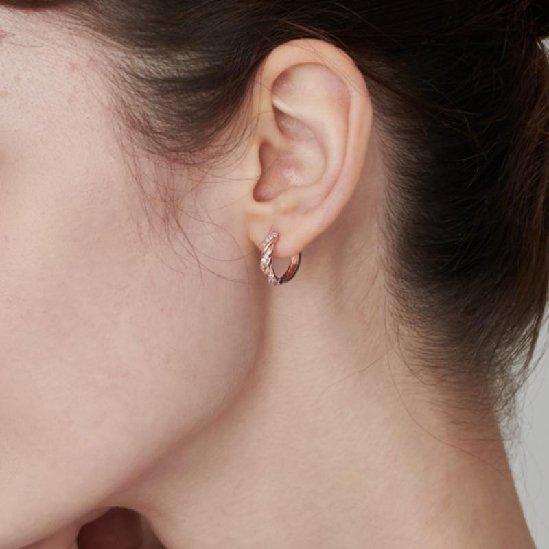 ELLE Jewelry 14K GF Wave Cubic One-Touch Earrings ELGPEE395