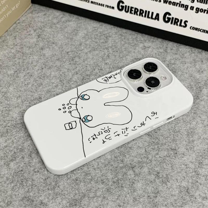 Cartoon Rabbit Pattern Protective Phone Case For iPhone 16 Pro Max 15 14 13 12 11 Pro Plus 16E Lovely Animals Shockproof Cover