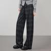 Women's 2025 Autumn Retro Plaid Wide-Leg Casual Pants
