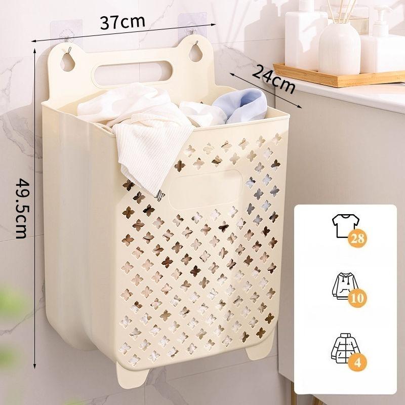 Foldable, Hollow, Breathable, Wall-mountable, No-drill Household Laundry Basket