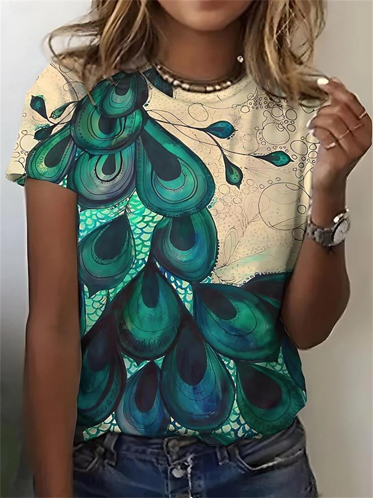 Unisexs Summer Casual Roundneck Shortsleeve Tshirt Simple Dragonfly Print Elegant Tshirt Stylish Unisexs Top