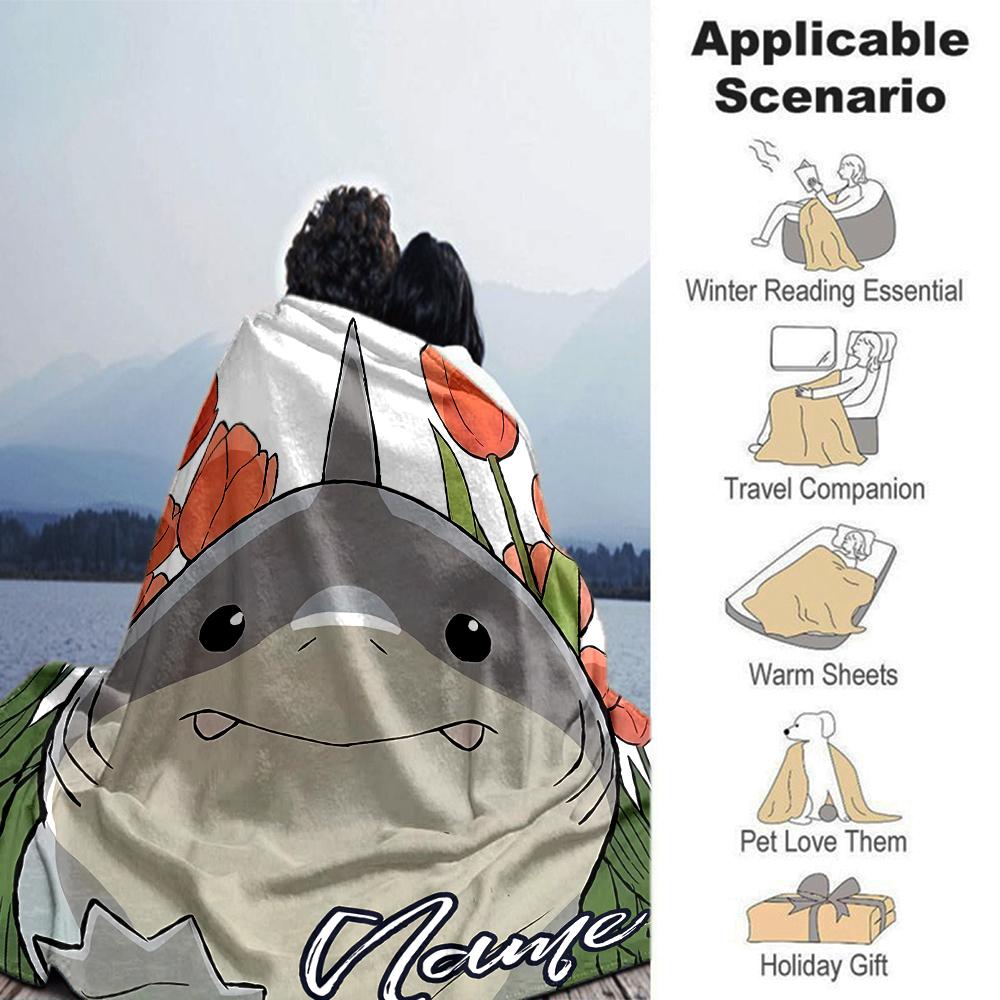 Customiz Name Personality Jeff the Land Shark Blanket Soft &Warm Sofa Office Bed Travel Lunch Break Blanket, Gift Suitable All Seasons