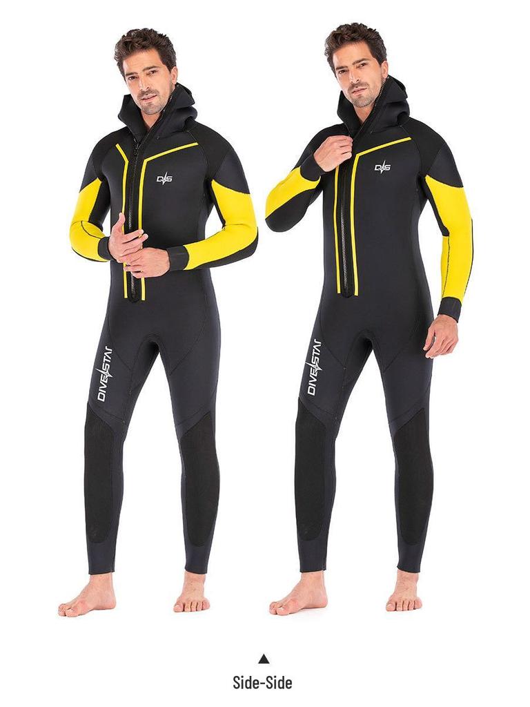 Substar Unisex 7mm Hooded Fleece-Lined Wetsuit for Cold Water Surfing and Diving