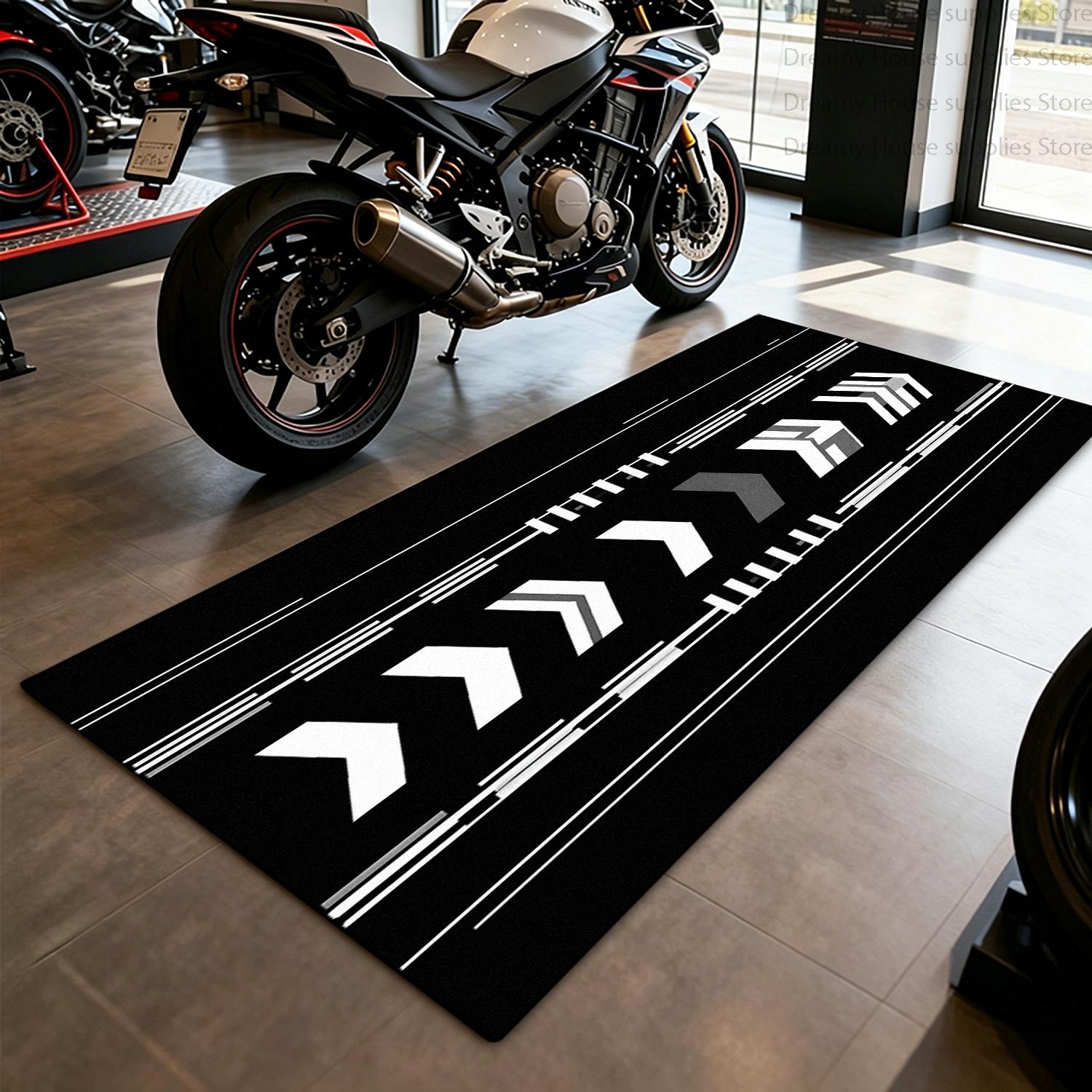 Moderne Parkeerplaats Zwarte Decoratie Lang Tapijt Decoratie Motorfiets Runner Tapijt Huisgang Gemakkelijk Schoon te Maken Antislip Vloermat 1.6x4.9ft(50x150cm)