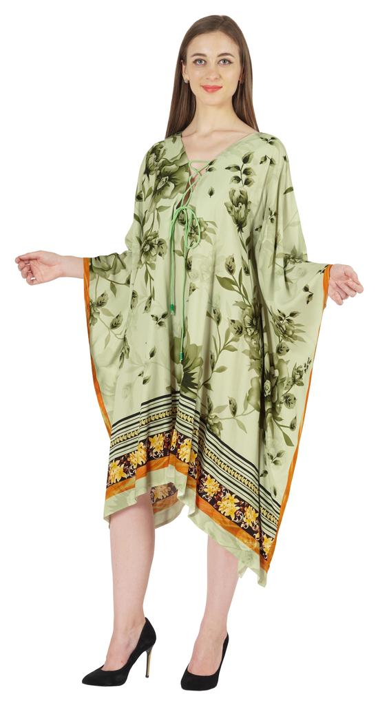 Moomaya Printed Short Turkish Kaftan For Women's Sexy Kaftan Evening Gown Beachwear