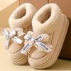 Fashion Women's Bowknot Decor Platform Snow Boots Faux Suede Thicken Plush Winter Shoes Woman Fashion Fluffy Faux Fur Warm Ankle Boots