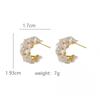 New Elegant Rhinestone Pearl Flower C-shaped Earrings for Women Cute Flower Earring Wedding Party Ear Accessory Y2K Jewelry Gift