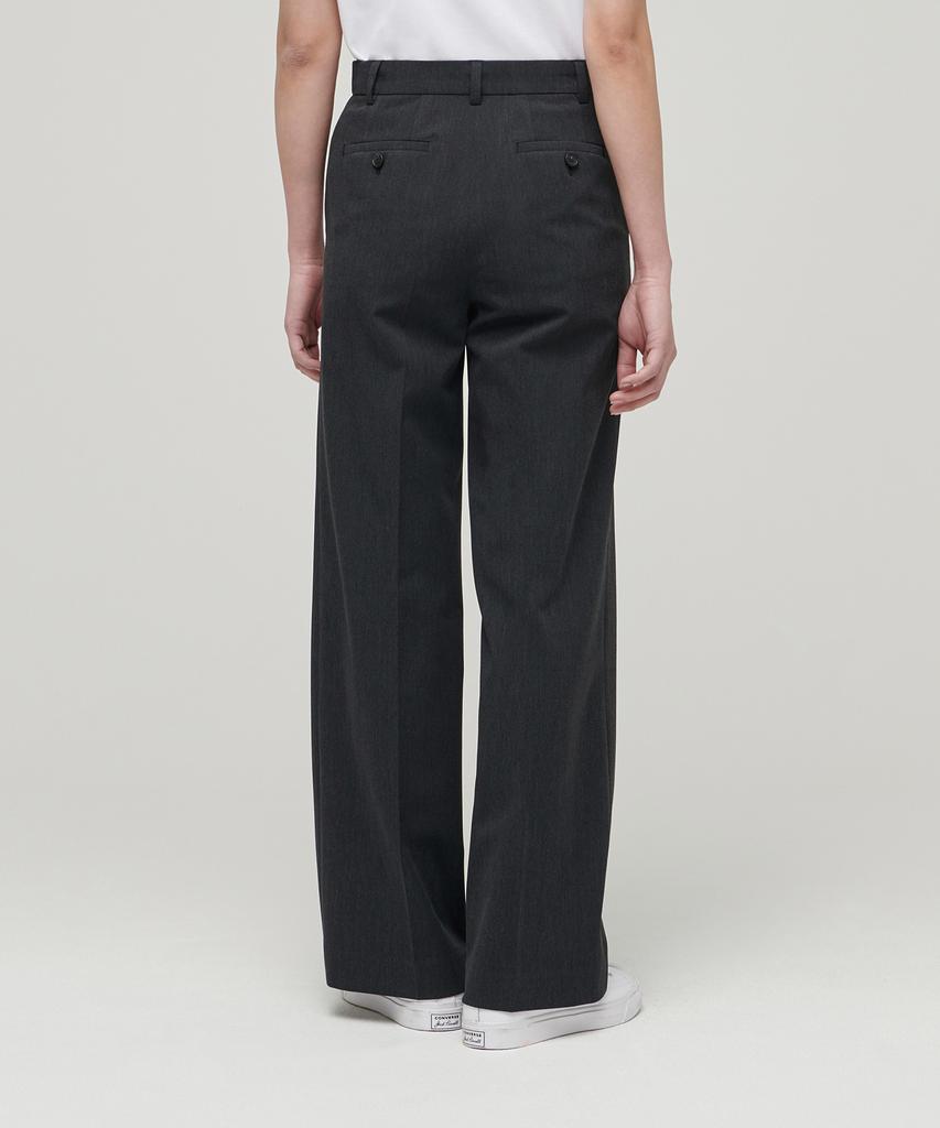 MUSINSA STANDARD WOMAN Women'S Wide Hidden Elastic Waist Slacks [Charcoal Gray]