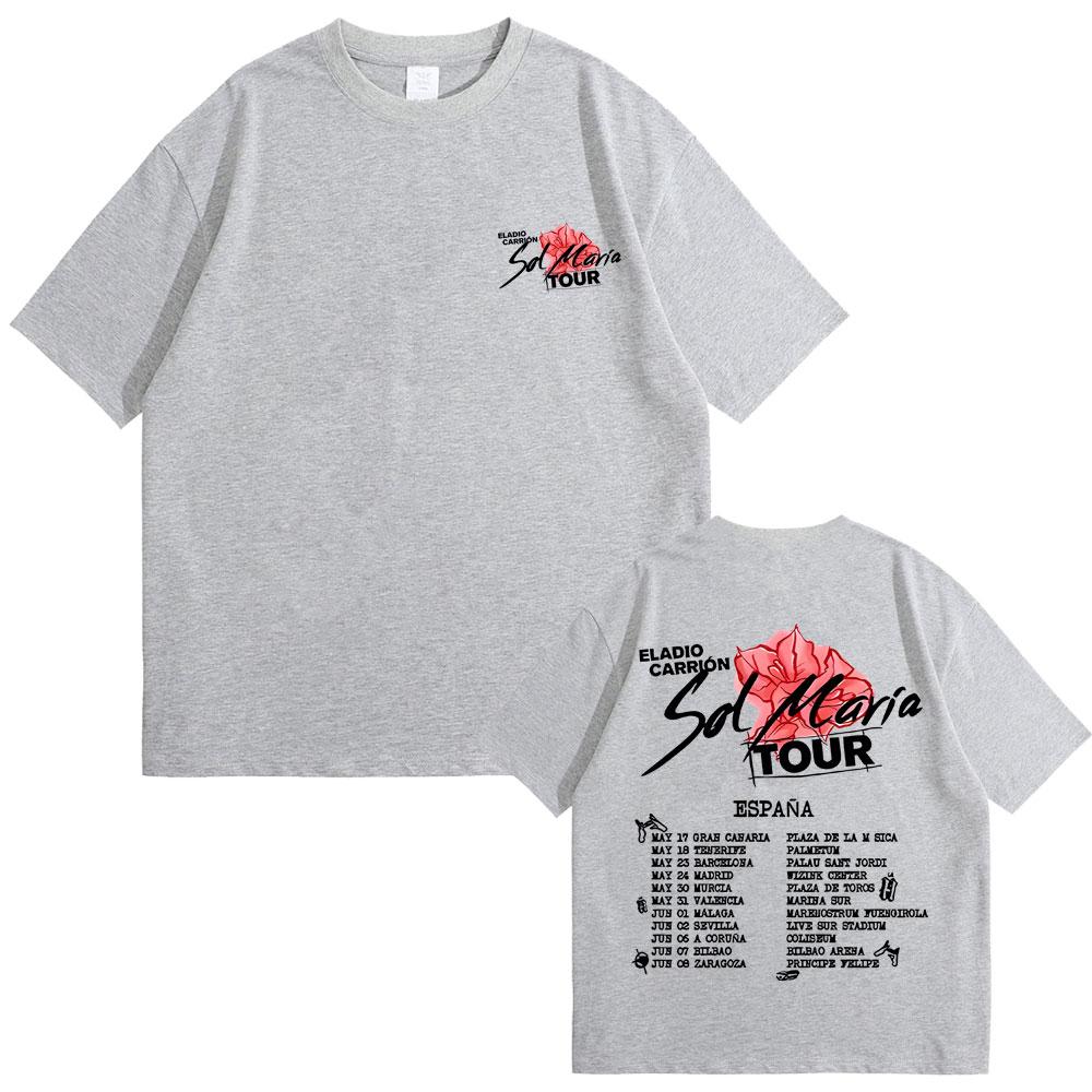 Rapper Eladio Carrion Sol Maria Tour T Shirts Unisex Unisex Hip Hop Vintage Oversized T-shirts Unisex's Casual Crewneck Cotton T-shirt
