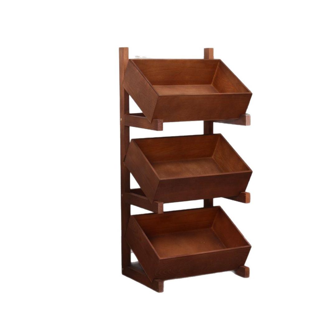 Three-Tier Solid Wood Floor-Standing Kitchen Storage Rack