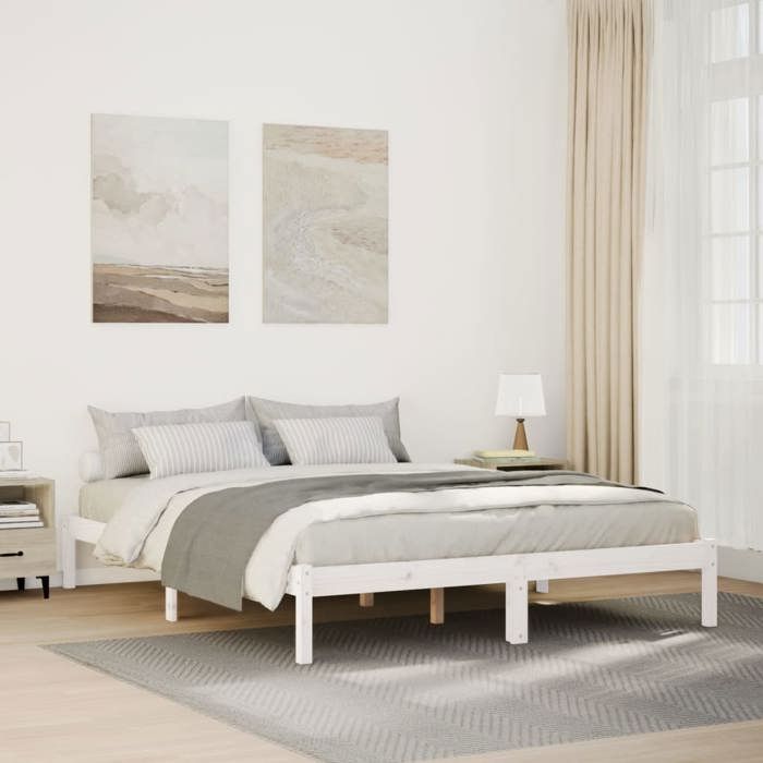 VidaXL Cadre de lit extra long sans matelas 160x220 cm bois massif pin, lit, meuble de chambre, lit en bois, lit double, 852423