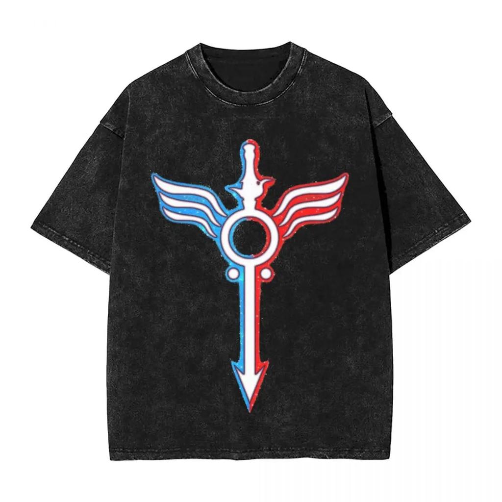 Oversized Acid-Wash Vintage Short-Sleeve T-Shirt Featuring Devil May Cry Dante Battle Stance Graphic Print