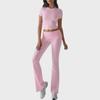 Diyun Women's Casual Solid Color Slim Short-Sleeved Long Pants Suit for Spring/Summer 2025