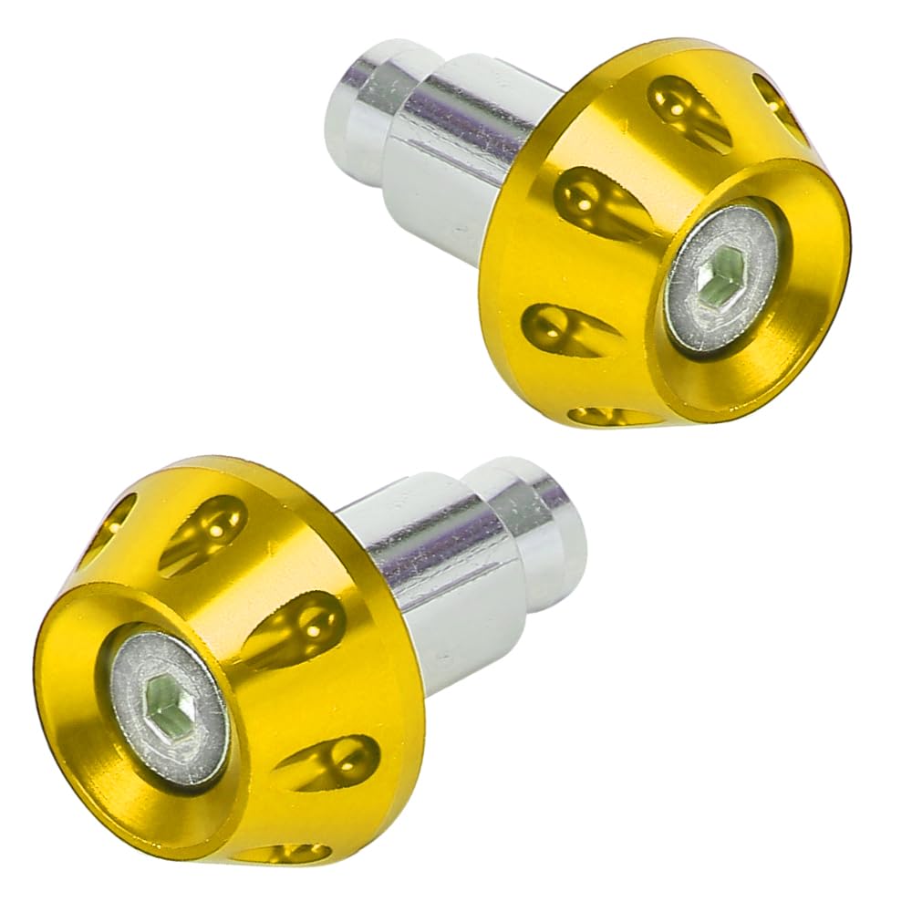 TKY Bar End Bar End Caps for Universal Fit Grips, Motorcycles, 22.2mm Handlebars, Dress-Up, (Gold)