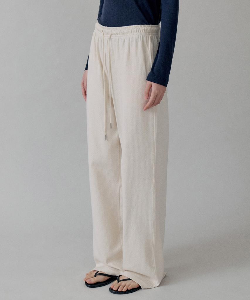 STEP AROUND Cottage Relax Fit Wide Banding Pants_Ivory
