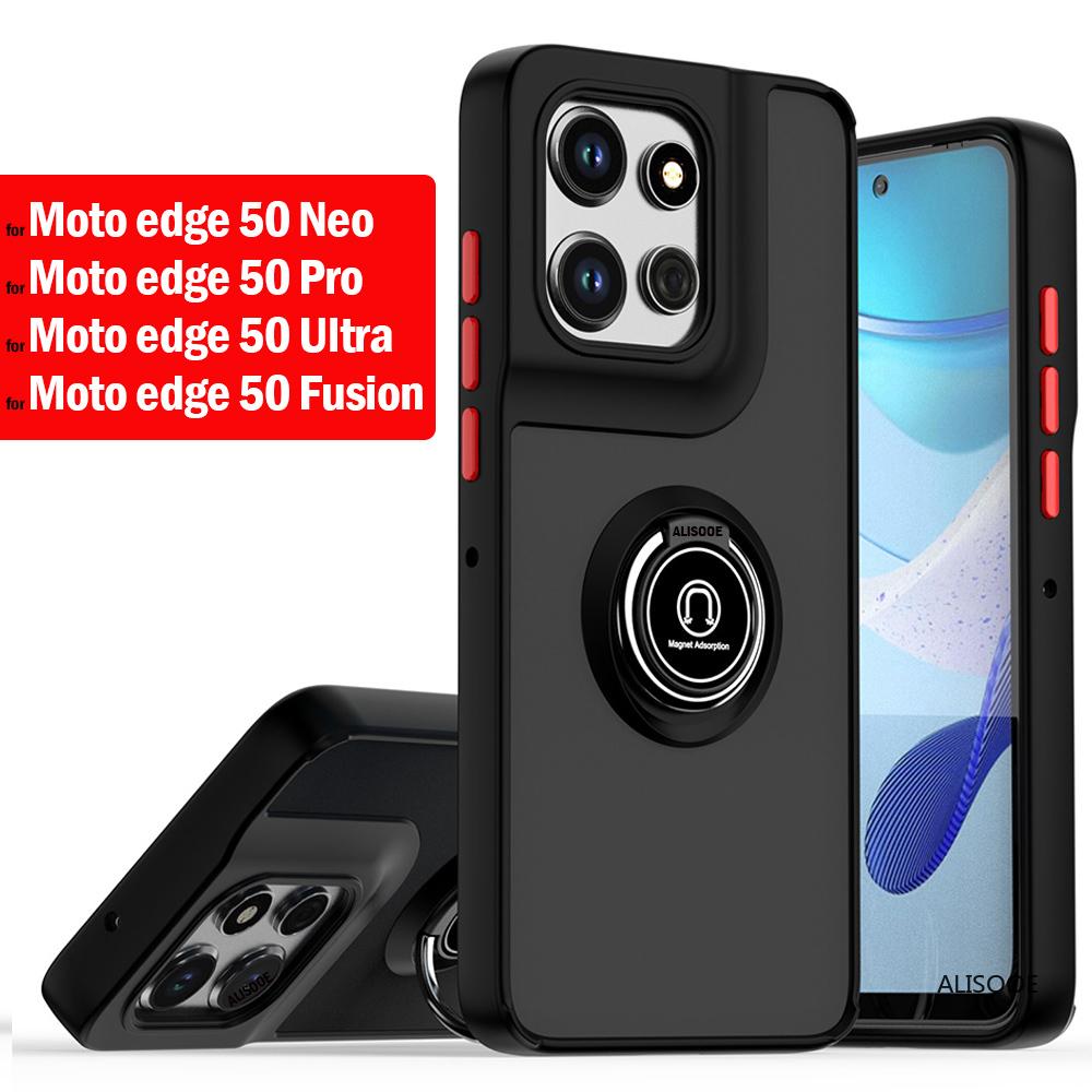 Shockproof Funda for Motorola Edge 50 Neo Fusion 50 Ultra Case Translucent Matte Ring Stand Capa for Moto Edge 50 Pro Cover