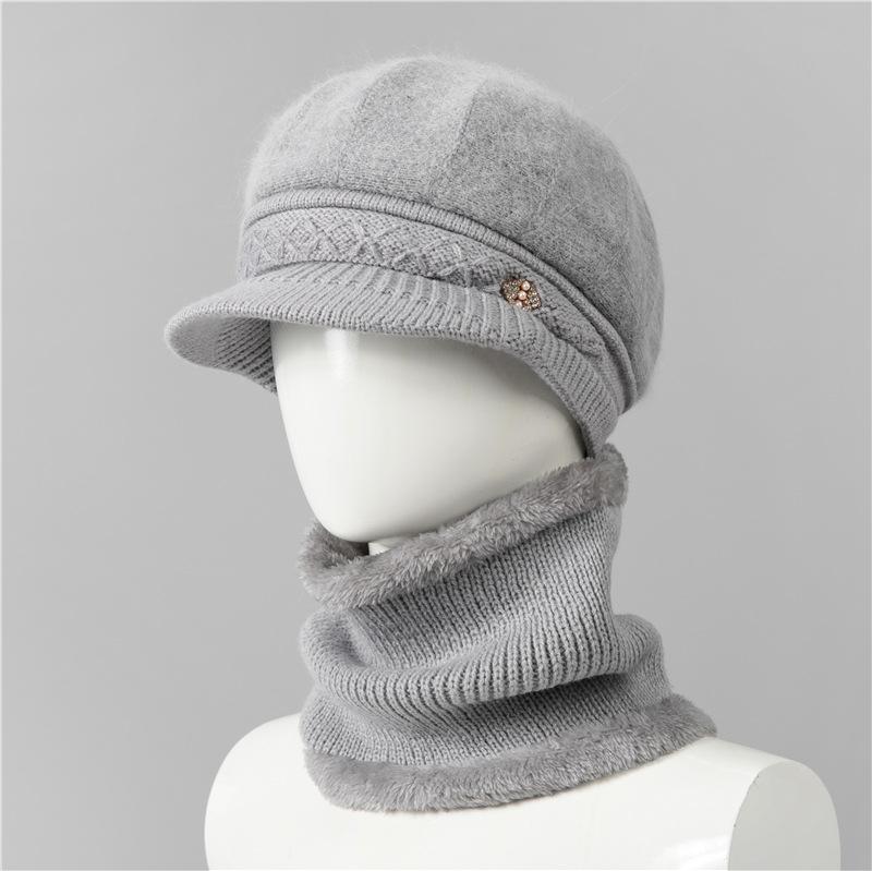 Kaninchenfell Strickwollmütze Kinder Herbst und Winter Vielseitig Winter Warm Kaltmütze Schirmmütze