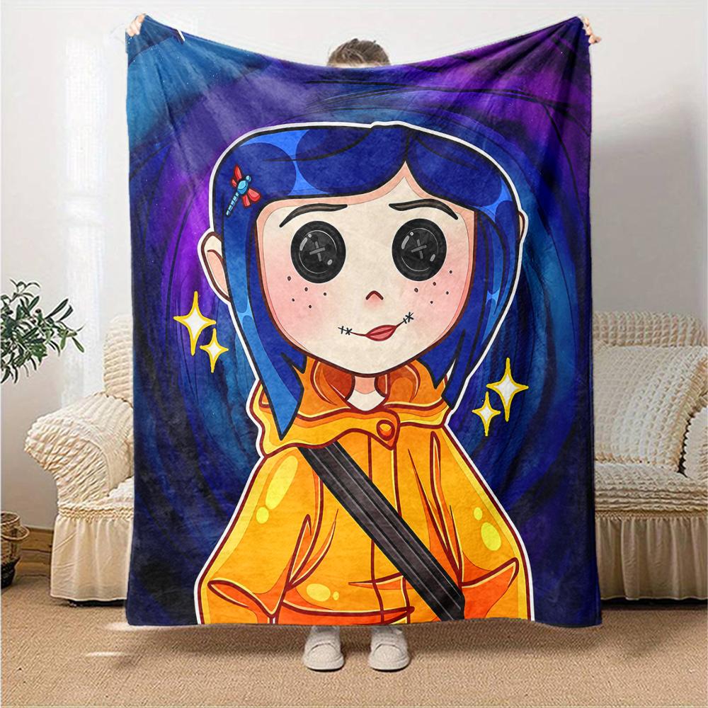 1pc Coraline Blanket, Gift, for Men and Women, Soft Blanket, Good for Sofa Bed Couch Travel, Lightweight Flannel Blanket