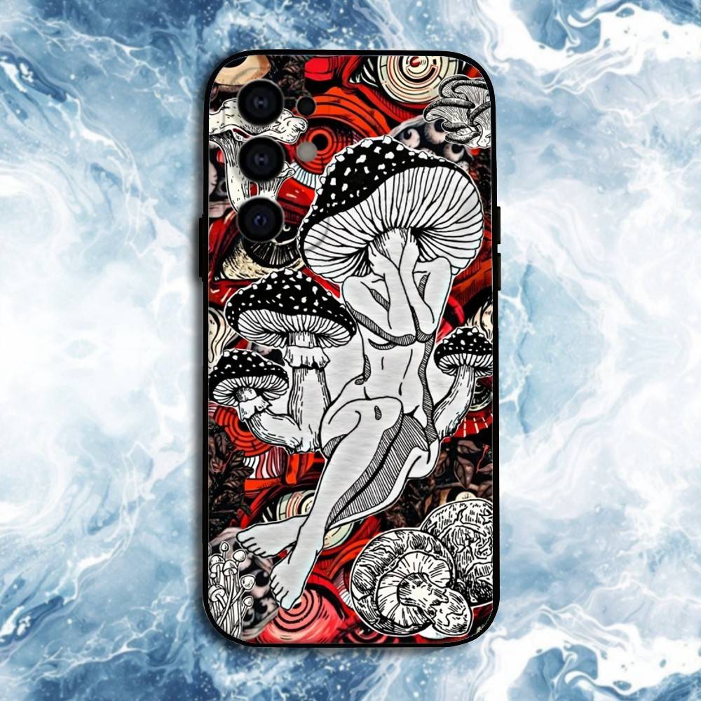 Cartoon M-Mushroom Phone Case For Samsung S26,25,24,23,22,21,20,30,Ultra,Plus,Fe,Lite Black Shell